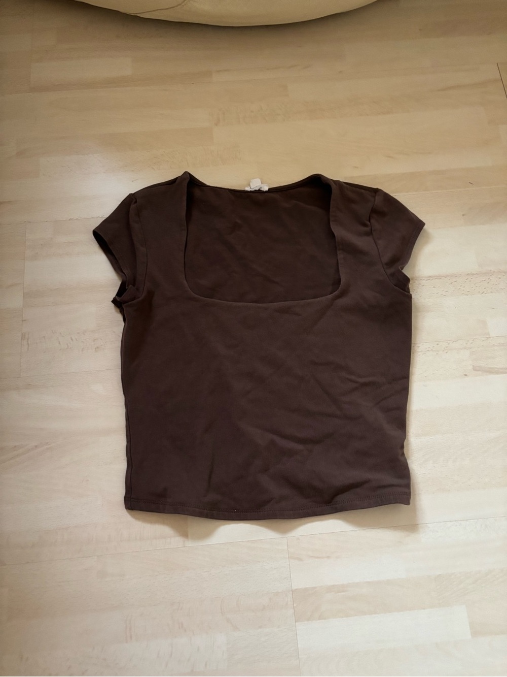 Garage Brown Scoop Neck Short Sleeve Tee